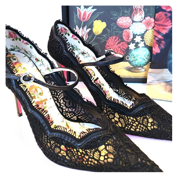Gucci Flower Pattern Pin Heels - Picture 1 of 4